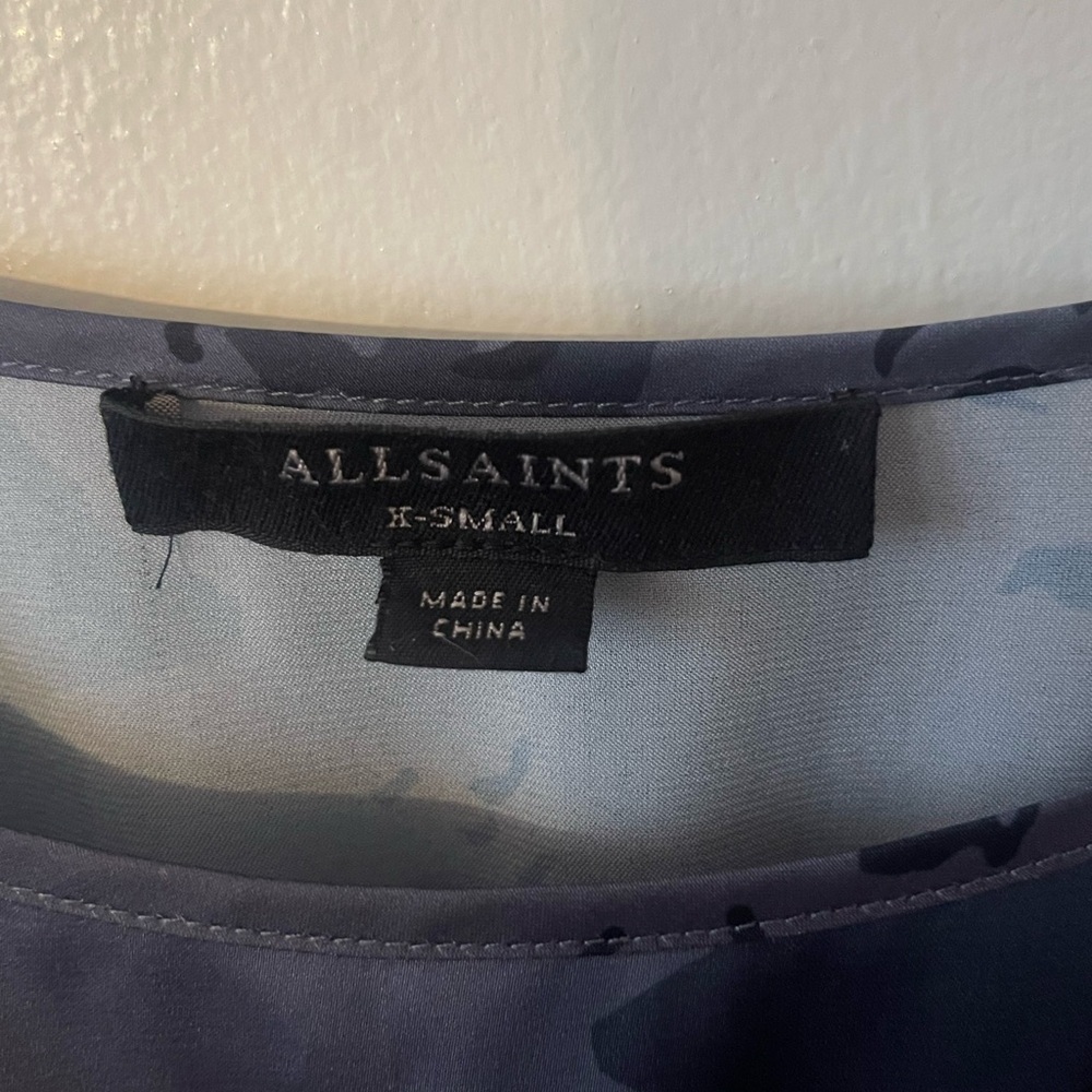 All Saints Lera Midnight Blue Pleated Midi Dress - Picture 8 of 11